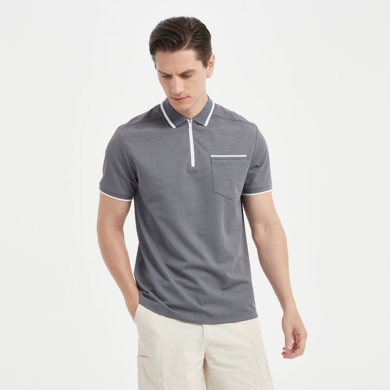 Men’s Performance Golf Polo – Grey, Lightweight & Moisture-Wicking for On & Off the Course