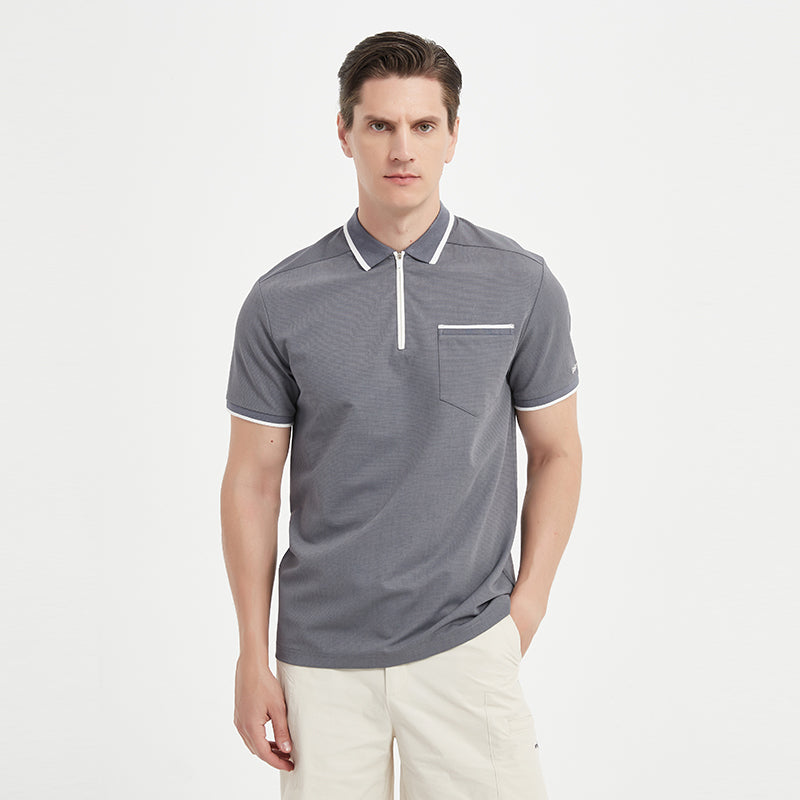 Men’s Performance Golf Polo – Grey, Lightweight & Moisture-Wicking for On & Off the Course